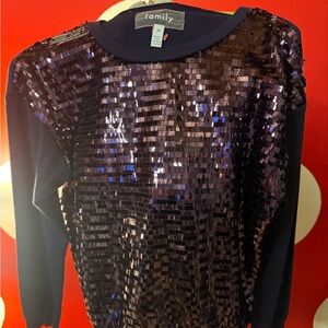 Women's Sequin Top - Purple and Black